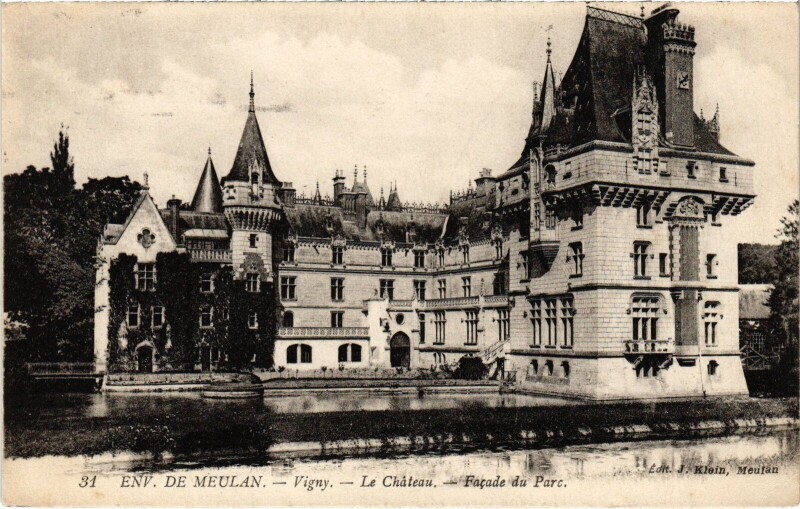 Carte postale ancienne Vigny Chateau - Facade du Parc
