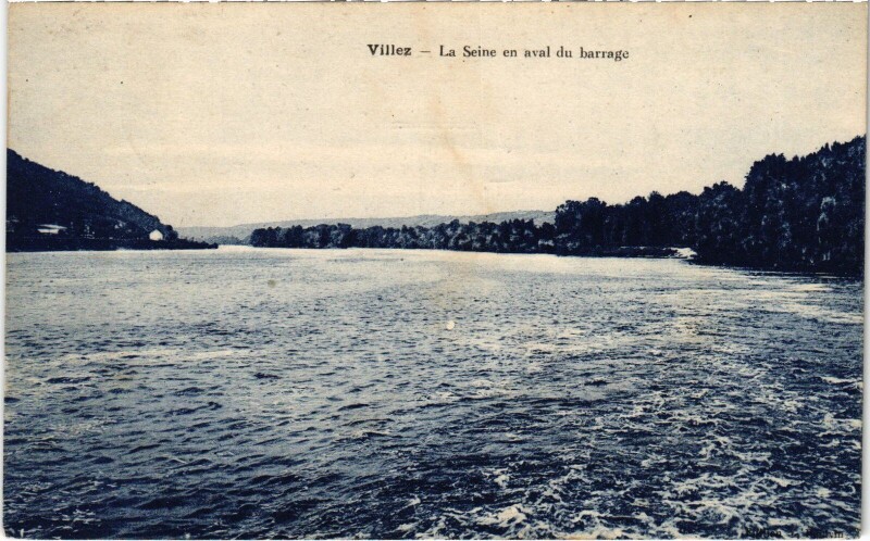 Carte postale ancienne Villez La Seine en aval du Barrage