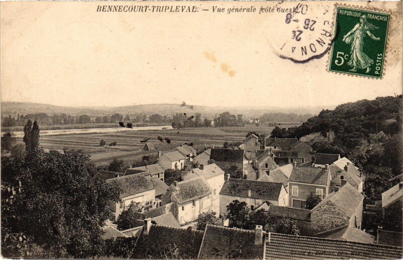 Carte postale ancienne Bennecourt Tripleval - Vue Generale à Bennecourt