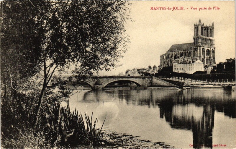 Carte postale ancienne Mantes-la-Jolie Vue prise de l'Ile à Mantes-la-Jolie