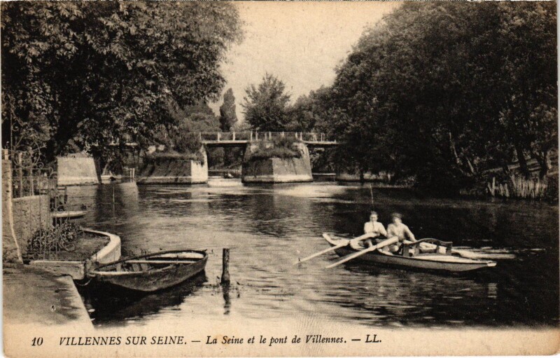 Carte postale ancienne Villennes-sur-Seine La Seine et le Pont de Villennes à Villennes-sur-Seine
