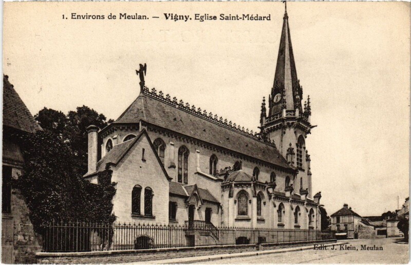 Carte postale ancienne Vigny L'Eglise Saint-Medard