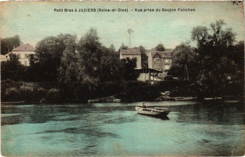 Carte postale ancienne Juziers Petit Bras a Juziers - Vue prise du Goujon Folichen à Juziers