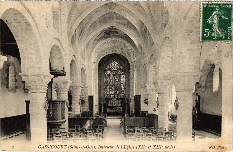 Carte postale ancienne Gassicourt Interieur de l'Eglise