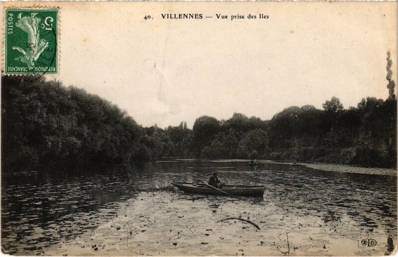 Carte postale ancienne Villennes-sur-Seine Vue prise des Iles à Villennes-sur-Seine