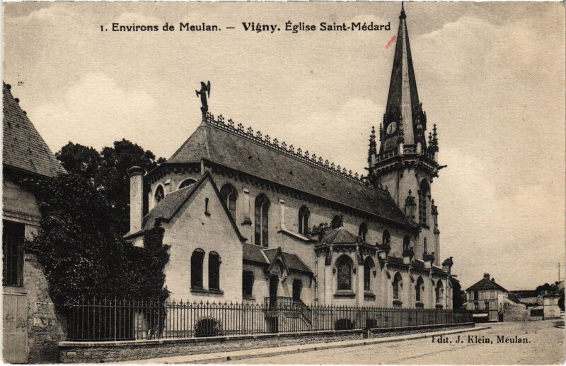 Carte postale ancienne Vigny L'Eglise Saint-Medard