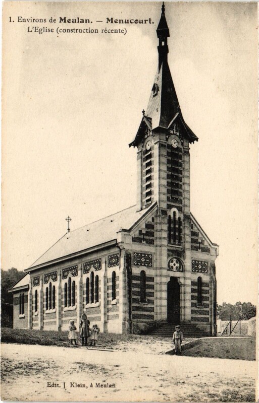 Carte postale ancienne Menucourt Eglise