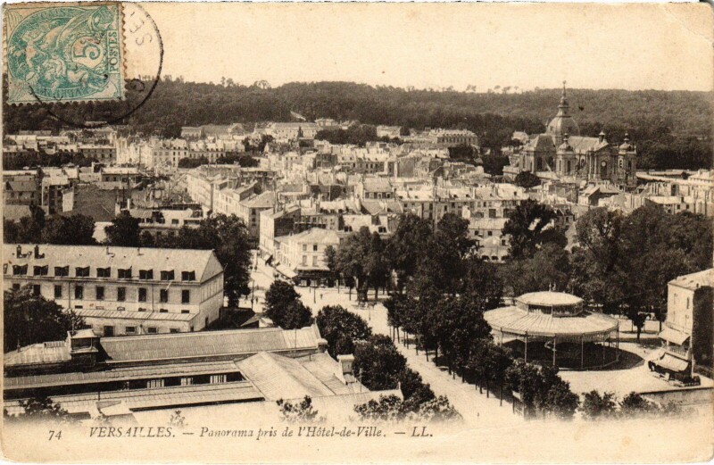 Carte postale ancienne Versailles Panorama pris de l'Hotel de Ville à Versailles
