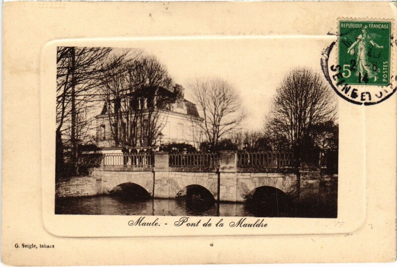 Carte postale ancienne Maule Pont de la Mauldre à Maule
