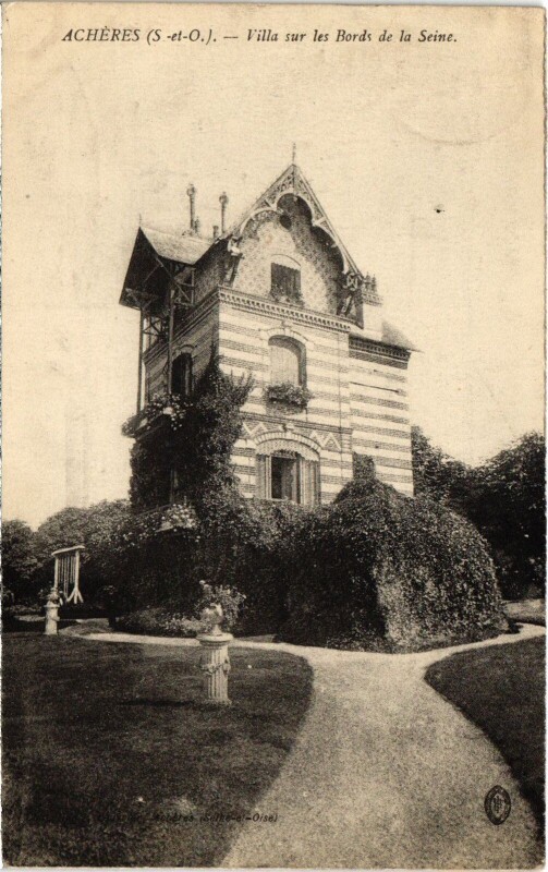 Carte postale ancienne Acheres Villa sur les Bords de la Seine