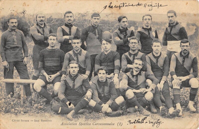 Carte postale ancienne Carcassonne - Association Sportive Carcassonnaise - Football - Rugby 1910 à Carcassonne