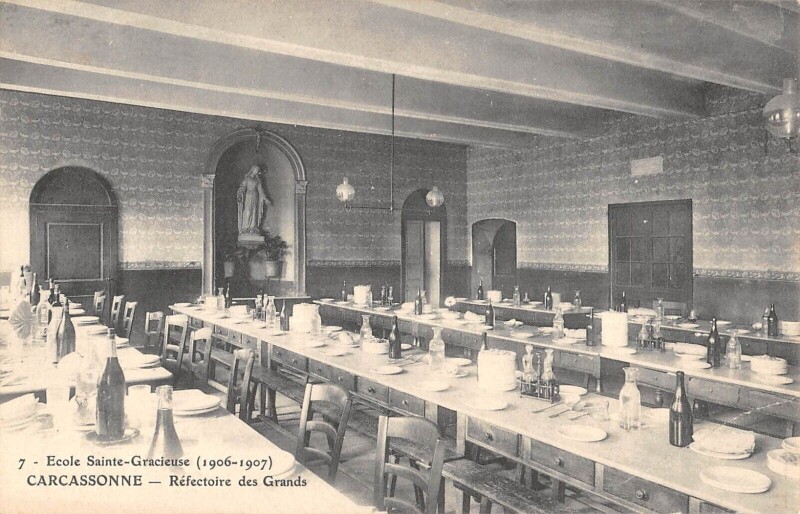 Carte postale ancienne Carcassonne - Ecole Sainte Gracieuse (1906-1907) Refectoire Des Grands à Carcassonne