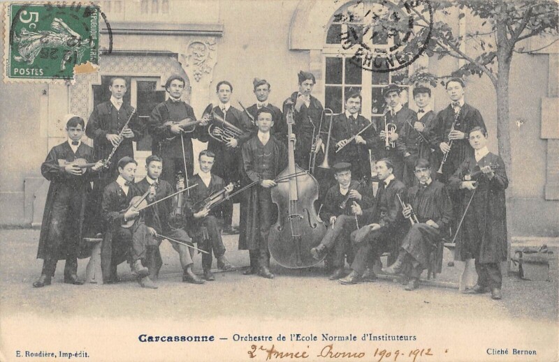 Carte postale ancienne Carcassonne - Orchestre De L'Ecole Normale D'Instituteurs à Carcassonne