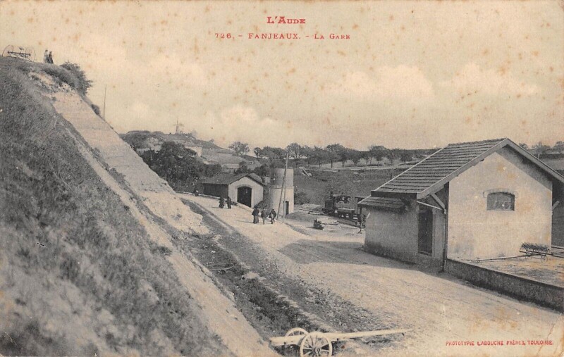 Carte postale ancienne Fanjeaux - La Gare - Train - cliché rare à Fanjeaux