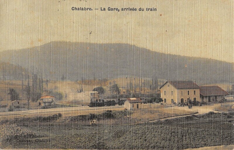 Carte postale ancienne Chalabre - La Gare - cpa toilée - Train à Chalabre