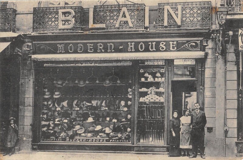 Carte postale ancienne Carcasonne - Magasin Blain - Modern-House - Marchand De Chapeaux - 37 Rue