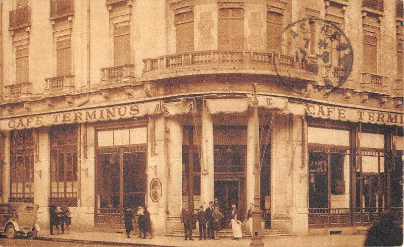 Carte postale ancienne Carcasonne - Grand Cafe Terminus - Ginet Sauvage Proprietaire