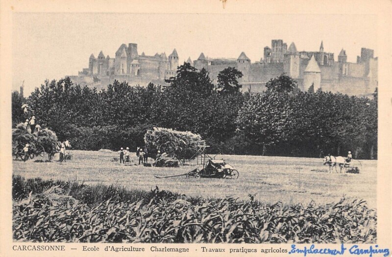 Carte postale ancienne Carcassonne - Ecole D'Agriculture Charlemagne - Travaux Pratiques Agricol à Carcassonne