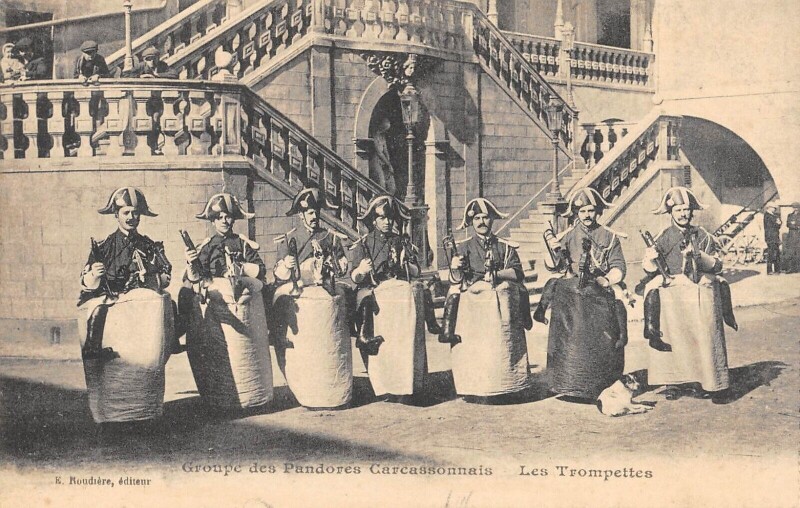 Carte postale ancienne Carcassonne - Groupe Des Pandores Carcassonnais - Les Trompettes - rare à Carcassonne