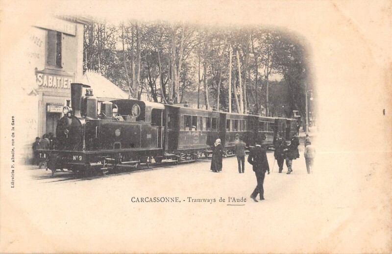 Carte postale ancienne Carcassonne - Tramways De L'Aude - Gros Plan Superbe à Carcassonne