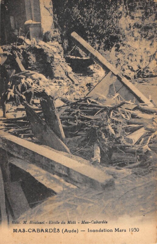 Carte postale ancienne Mas Cabardes - Inondation Mars 1930