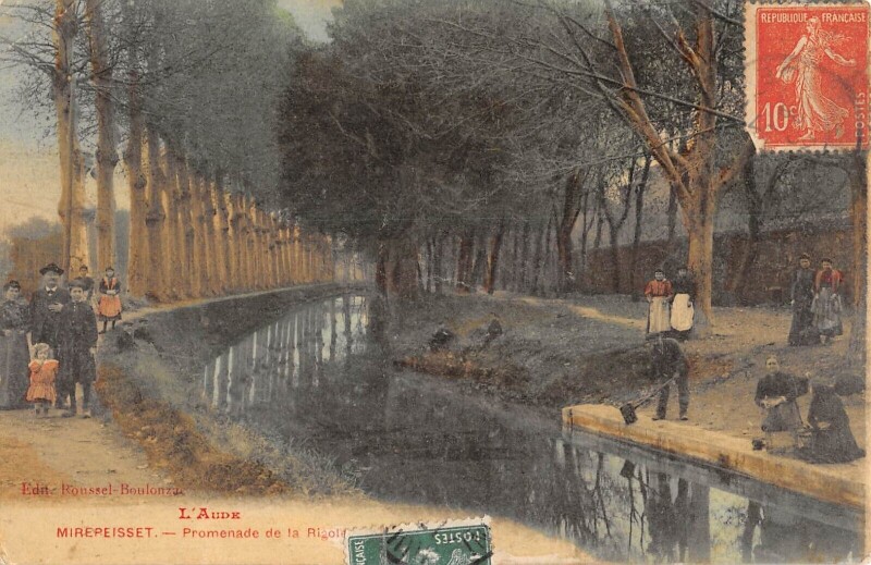 Carte postale ancienne Mirepeisset - Promenade De La Rigole à Mirepeisset