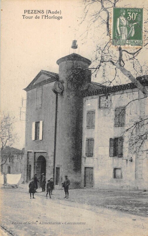 Carte postale ancienne Pezens - Tour De L'Horloge à Pezens
