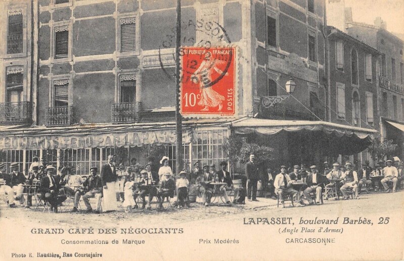 Carte postale ancienne Carcassonne - Grand Cafe Des Negociants - Lapasset Proprietaire - Bouleva à Carcassonne