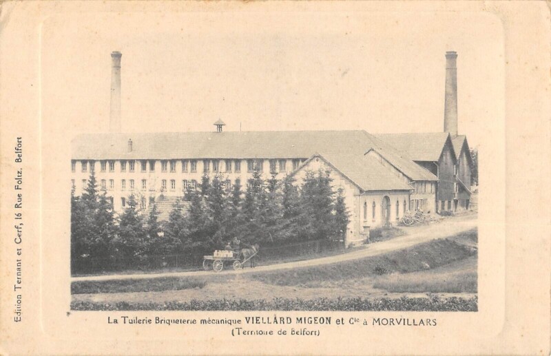 Carte postale ancienne La Tuilerie Briqueterie Mecanique Viellard Migeon Et Cie - Morvillars à Morvillars