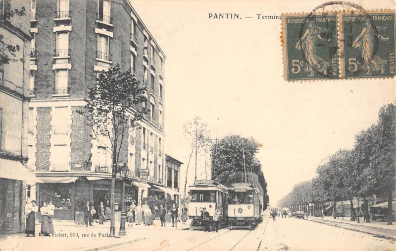 Carte postale ancienne Pantin - Terminus Des Tramways à Pantin