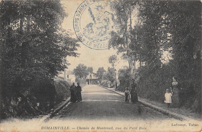 Carte postale ancienne Romainville - Chemin De Montreuil - Vue Du Petit Bois - cliché rare à Montreuil
