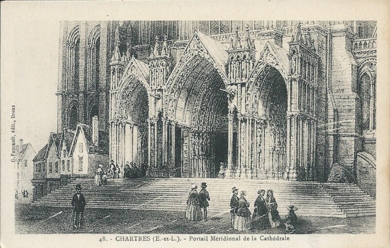 Carte postale ancienne Portail Méridional de la Cathédrale à Chartres