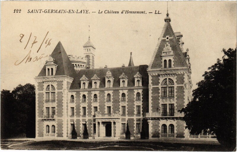 Carte postale ancienne St Germain en Laye Chateau d'Hennemont