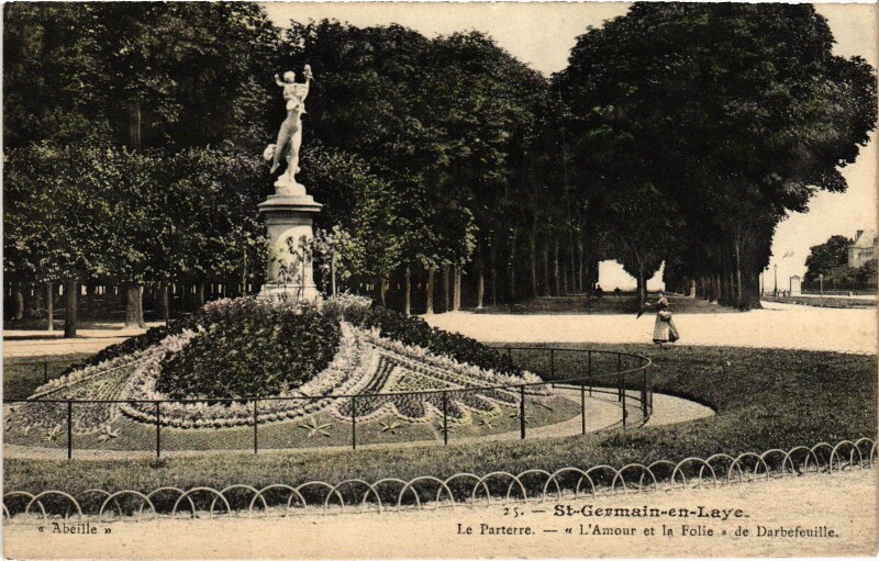 Carte postale ancienne St Germain en Laye Amour et la Foile de Darbefeuille