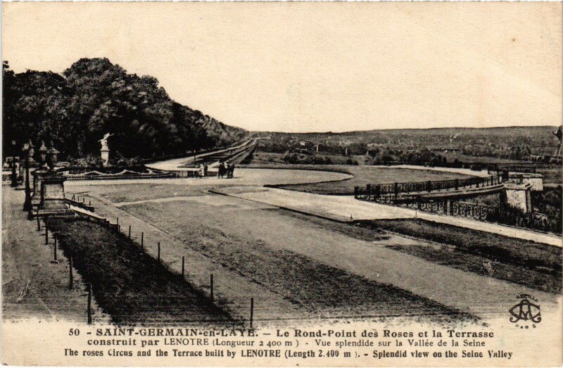 Carte postale ancienne St Germain en Laye Rond Point des Roses