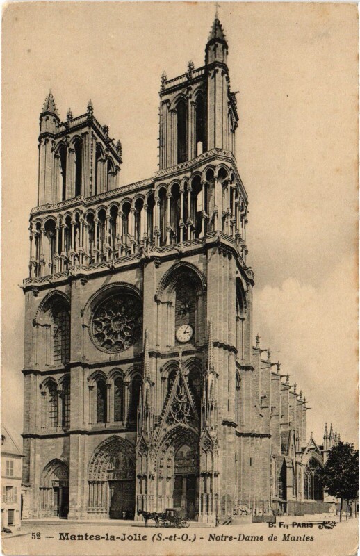 Carte postale ancienne Mantes Eglise Notre Dame