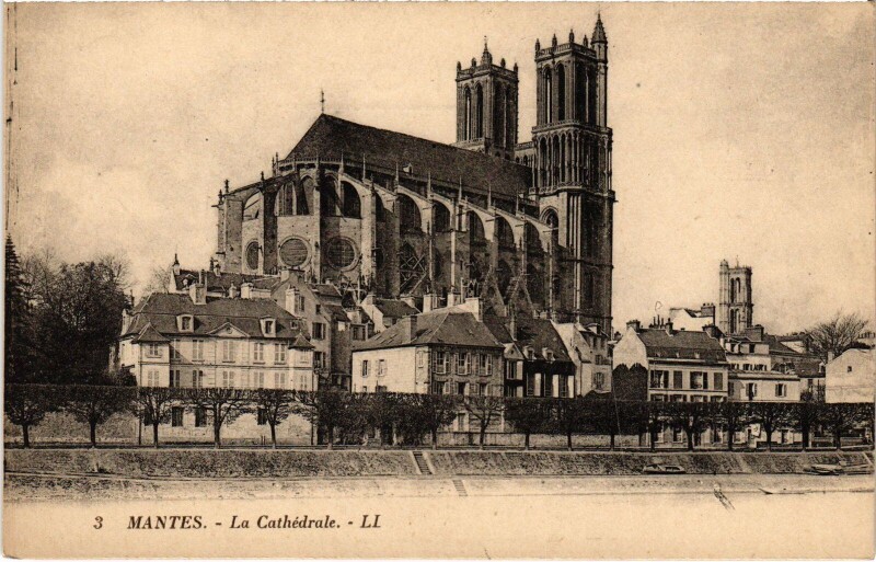 Carte postale ancienne Mantes La Cathedrale