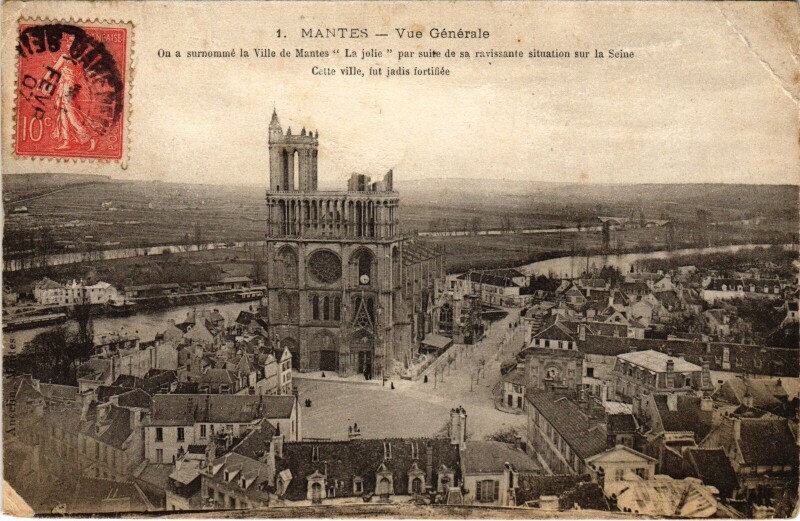Carte postale ancienne Mantes vue generale