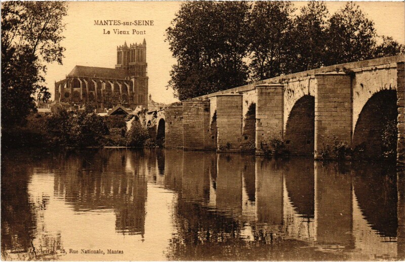 Carte postale ancienne Mantes Vieux Pont