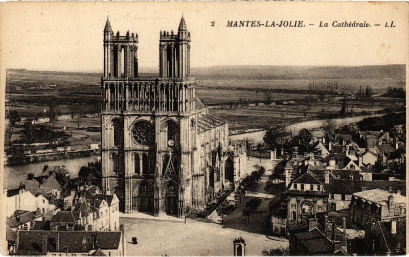 Carte postale ancienne Mantes La Cathedrale