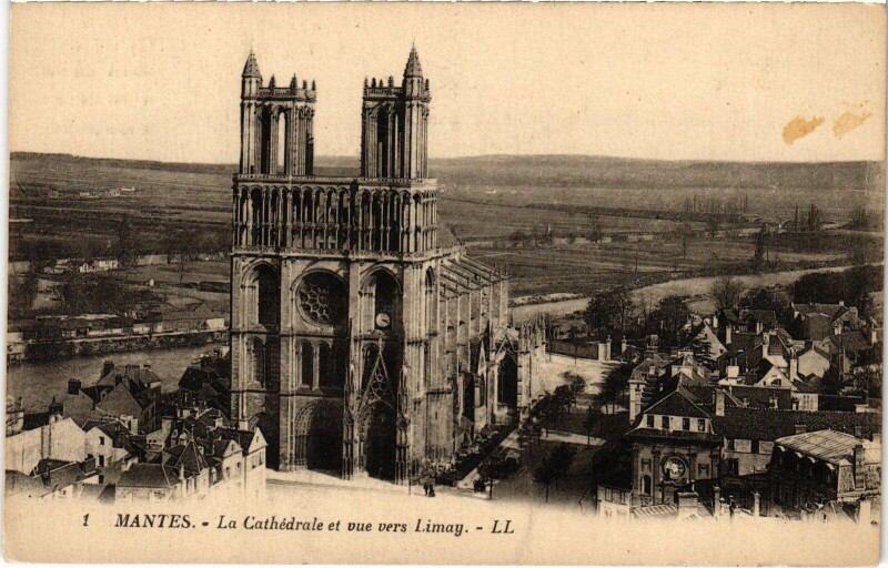 Carte postale ancienne Mantes La Cathedrale