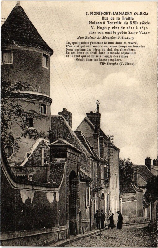 Carte postale ancienne Montfort l'Amaury Rue de la Treille, maison a Tourelle France à Montfort-l'Amaury