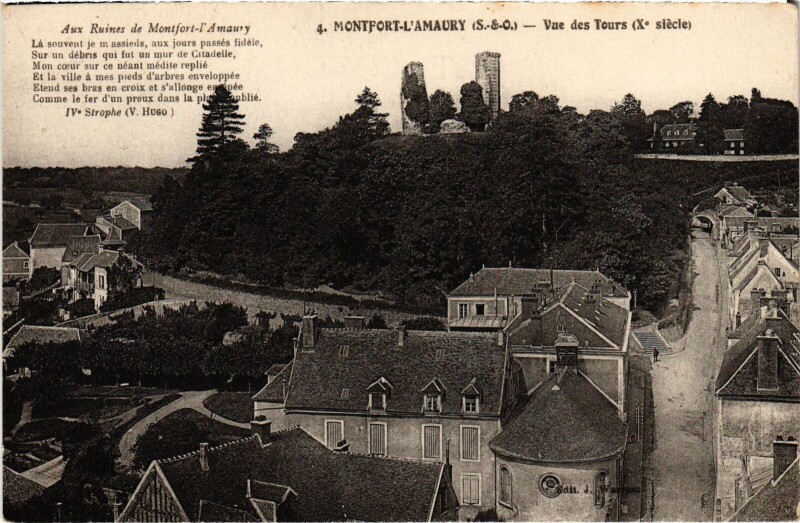 Carte postale ancienne Montfort l'Amaury vue des Tours à Montfort-l'Amaury