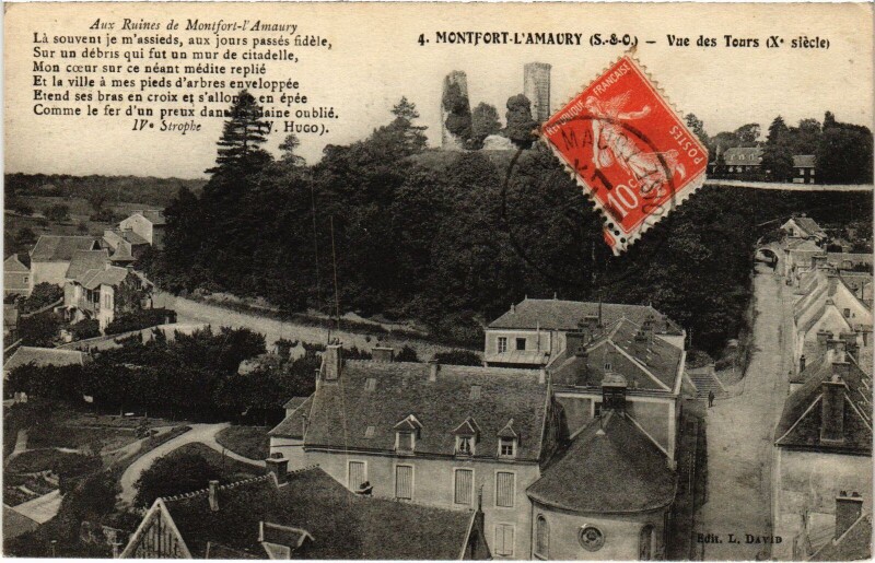 Carte postale ancienne Montfort l'Amaury vue des Tours à Montfort-l'Amaury