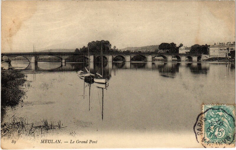 Carte postale ancienne Meulan Grand Pont