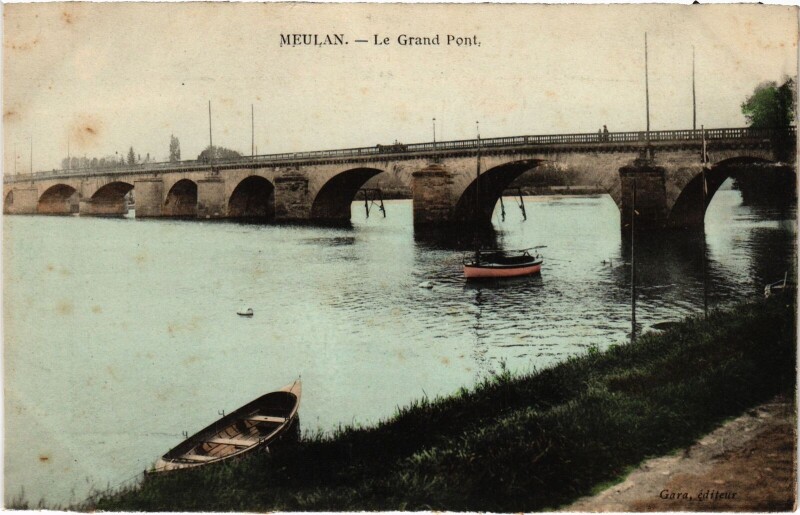 Carte postale ancienne Meulan Grand Pont