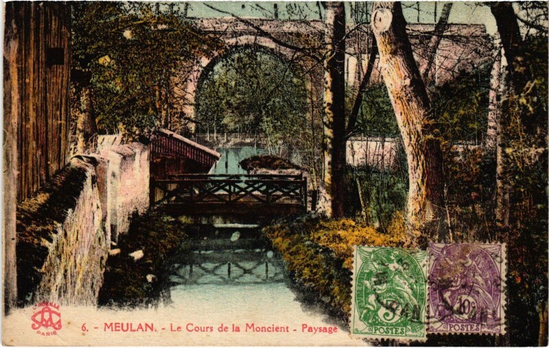 Carte postale ancienne Meulan Cours de la Moncient Paysage