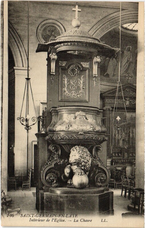 Carte postale ancienne St Germain en Laye Interieur de l'Eglise La Chaire