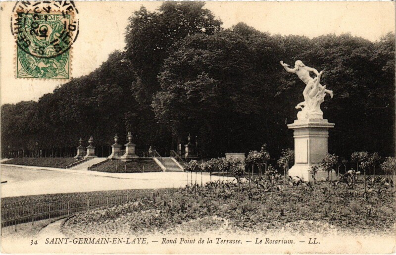 Carte postale ancienne St Germain en Laye Rond Point de la Terrasse Le Rosarium