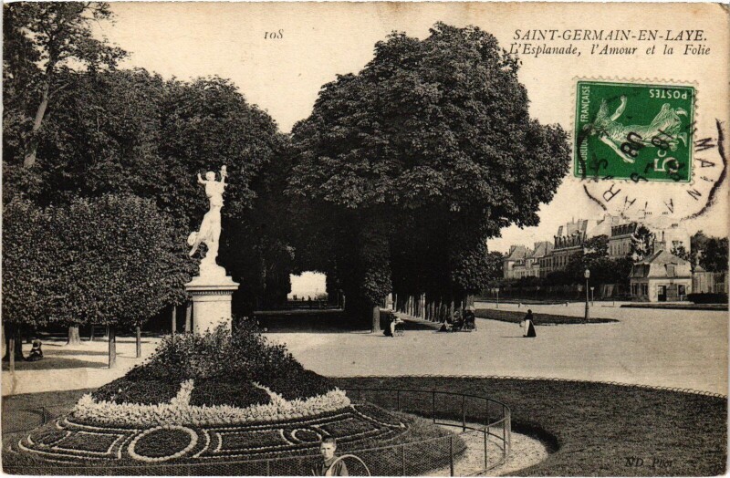 Carte postale ancienne St Germain en Laye Esplanade l'Amour et la Foile